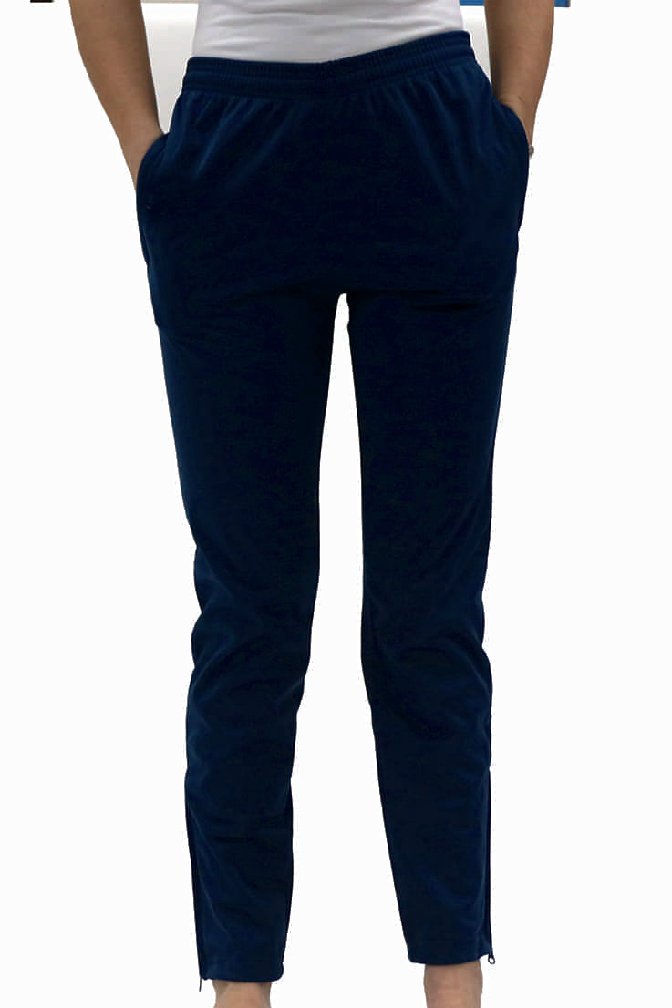 Pantalón de chándal infantil azul marino con bolsillos y bajos con cremallera