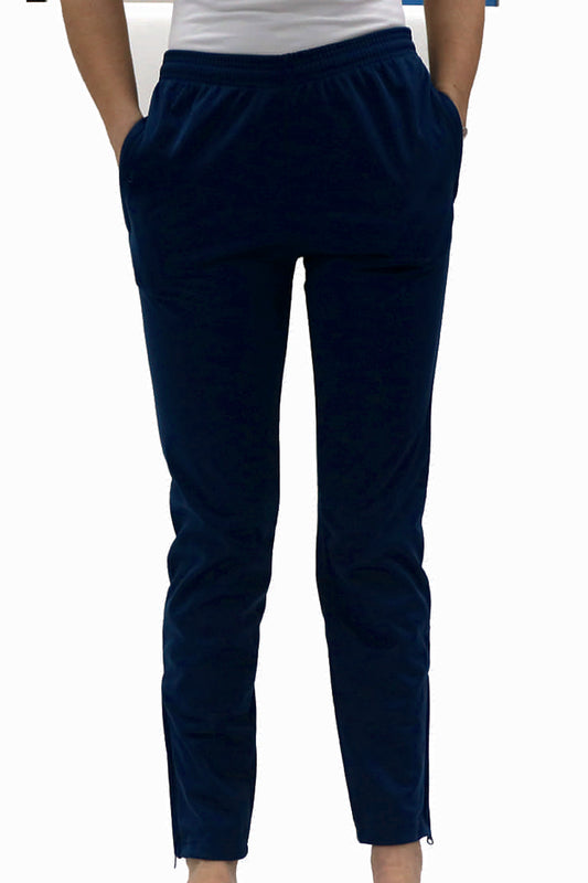 Pantalón de chándal infantil azul marino con bolsillos y bajos con cremallera