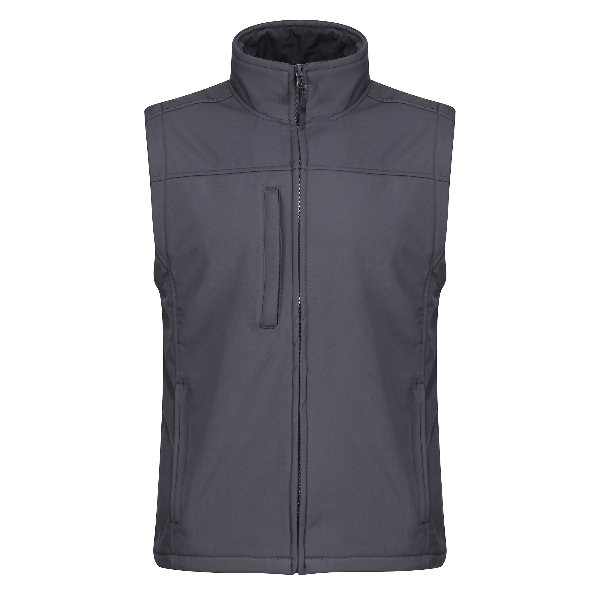 TRA788 Seal Grey 038 softshell Flux 270 GSM, vista frontal sin personalizar sobre fondo blanco