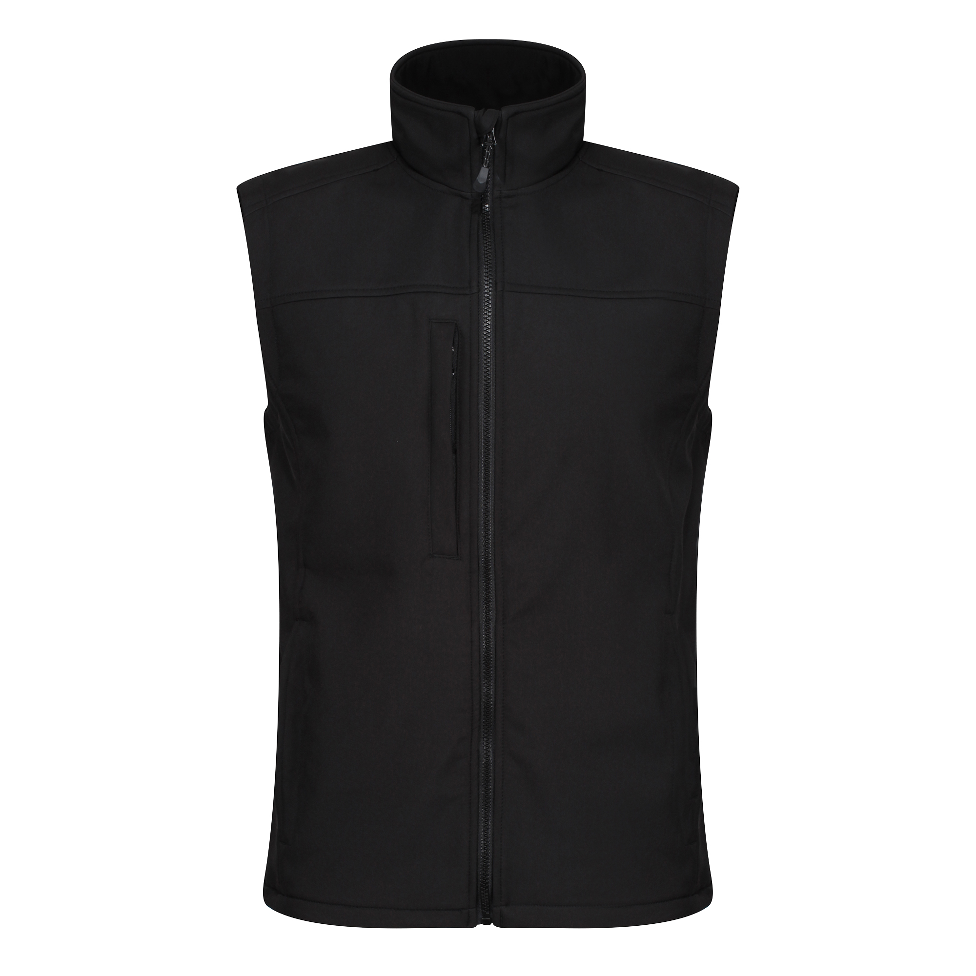 TRA788 00F All Black softshell 270 GSM, frente, fondo blanco