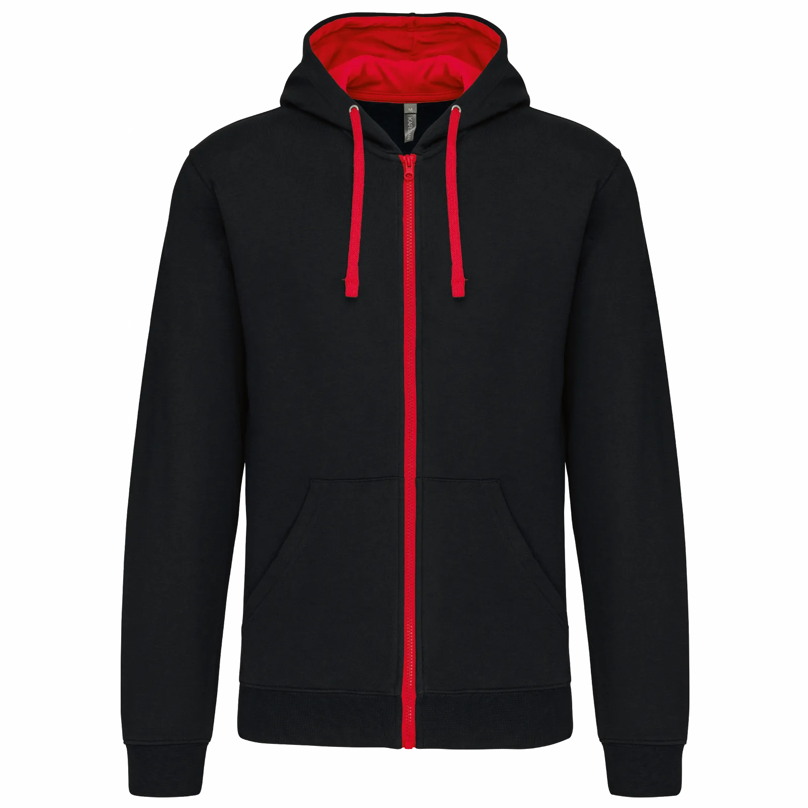 Sudadera Contraste Cremallera Completa K466 Black / Red