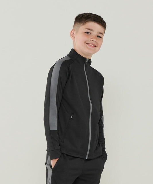 Chaqueta de chándal infantil negra y gris con cremallera completa