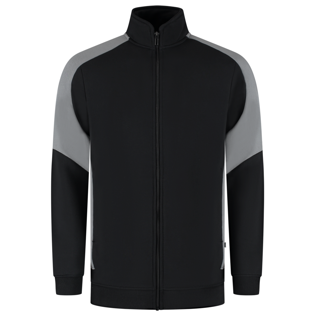 Chaqueta de chándal negra y gris con cremallera completa