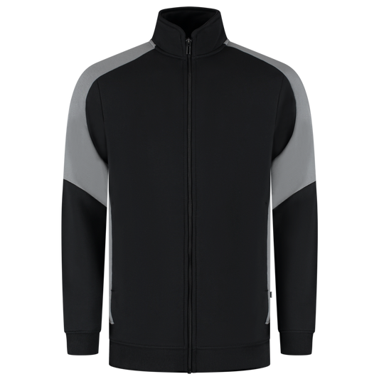 Chaqueta de chándal negra y gris con cremallera completa