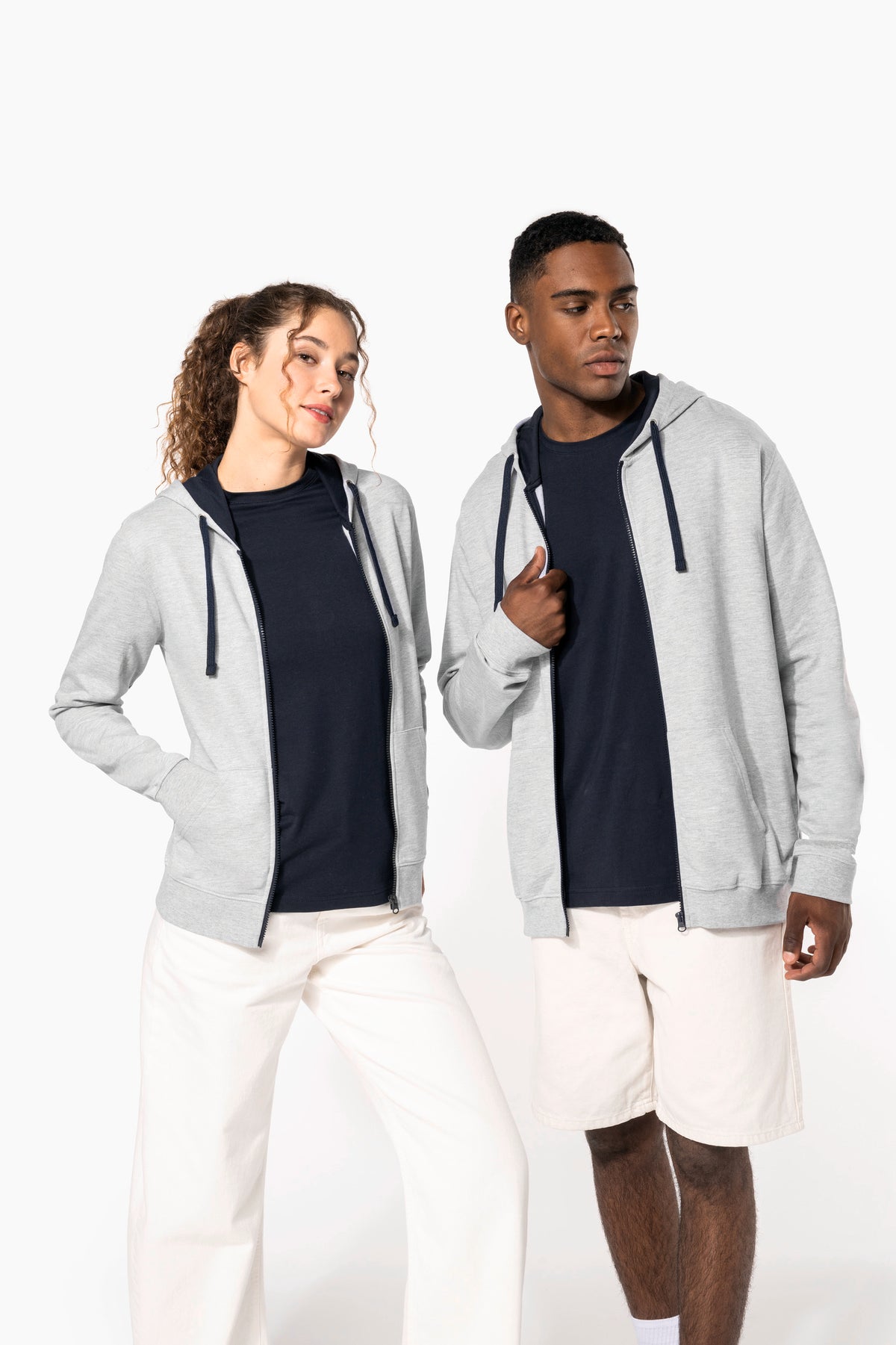 Sudadera K466 contraste con cremallera completa 280 GSM