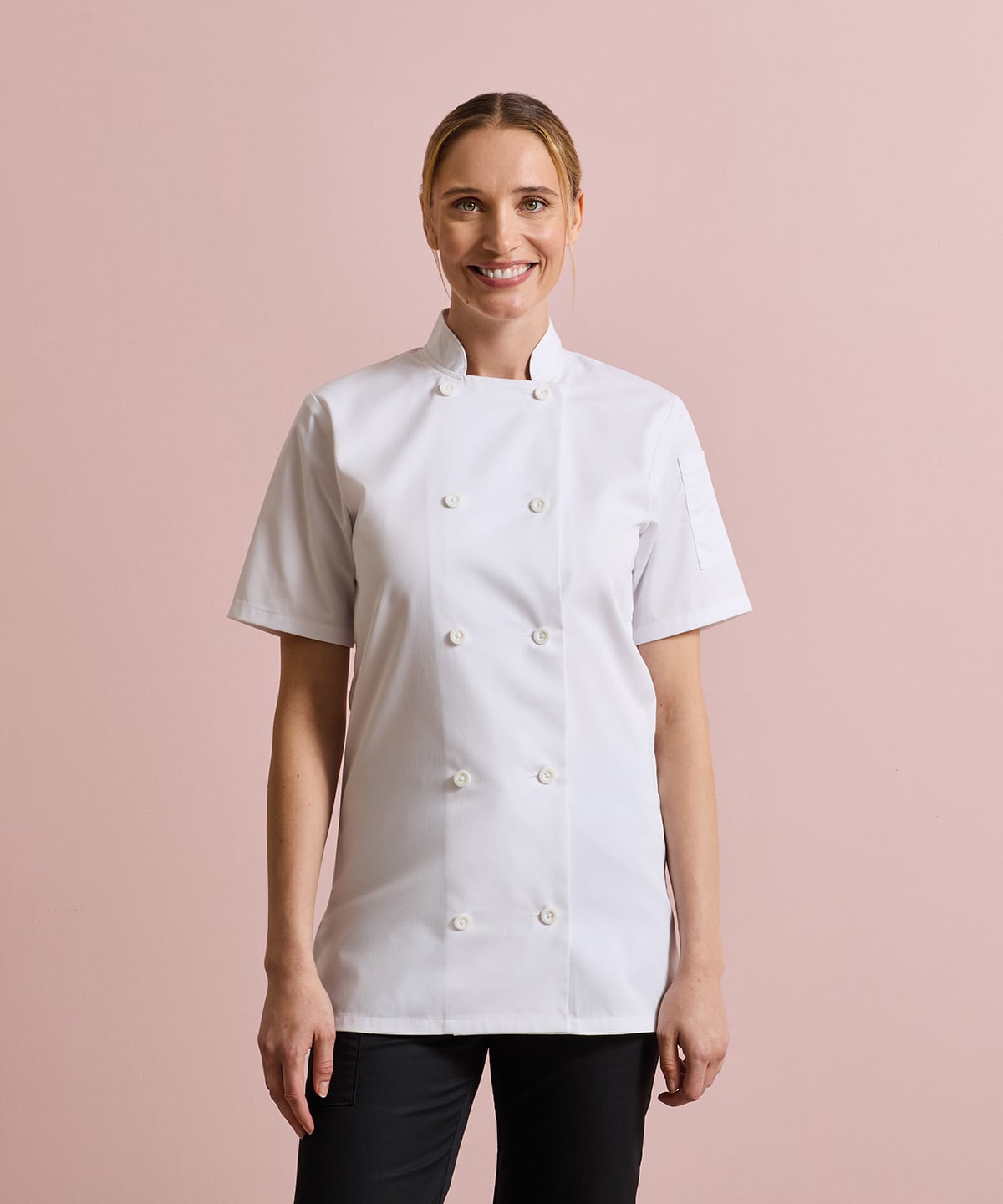 Chaqueta chef mujer manga corta PR670 blanca