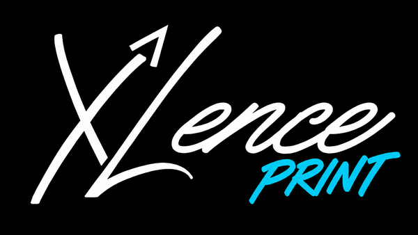 XLENCE Print — logotipo blanco y turquesa